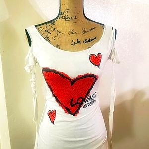 LASER CUT TEE Sparkling Hearts Sweet,Sexy, med.